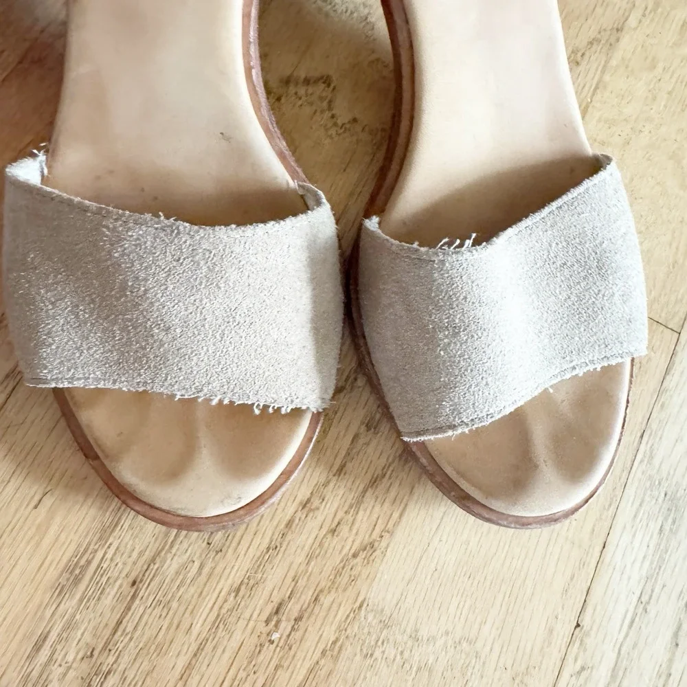 Soludos  Anthropologie Capri Espadrilles‎ Block Heel Tan Suede Women's  Size 8